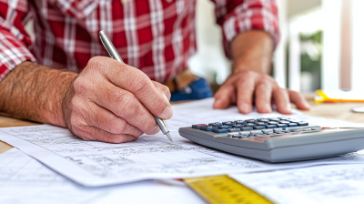 man using a calculator