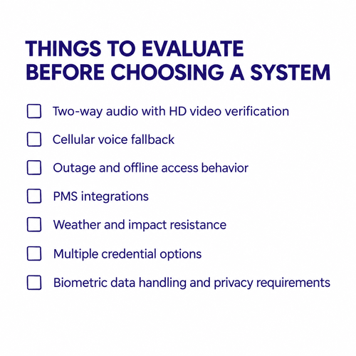 Mobile phone intercom system checklist to evaluate a system