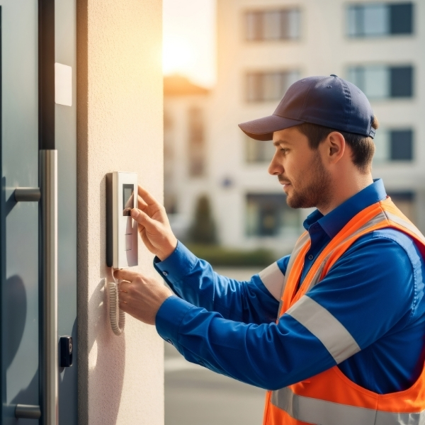 technician finishing installation