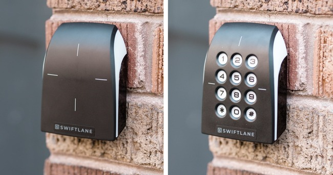 Swiftlane access control reader with support for key fobs for condo use