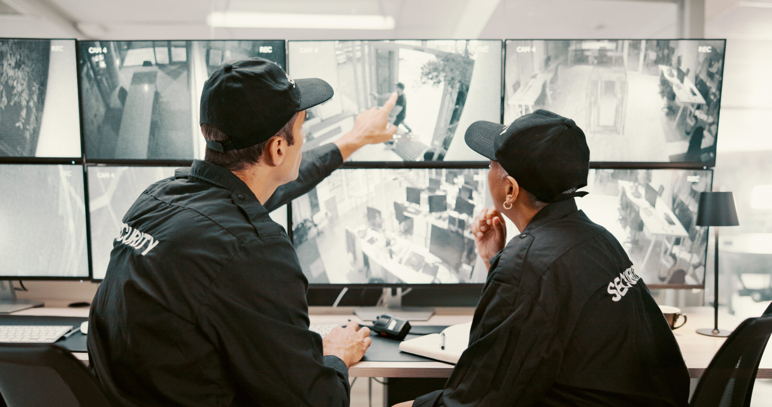 school security system feed on monitor