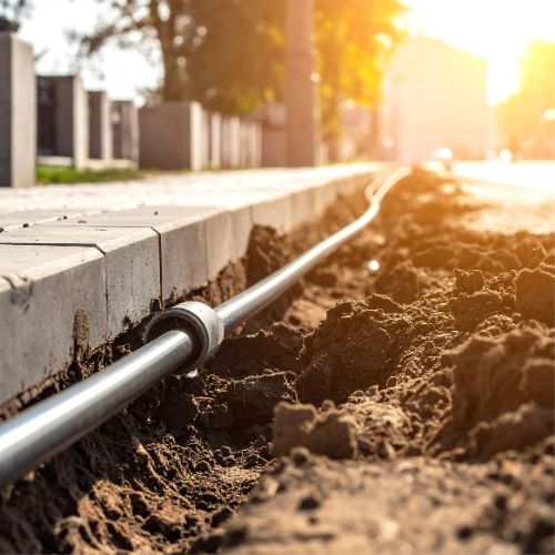 trenching sidewalk for conduits