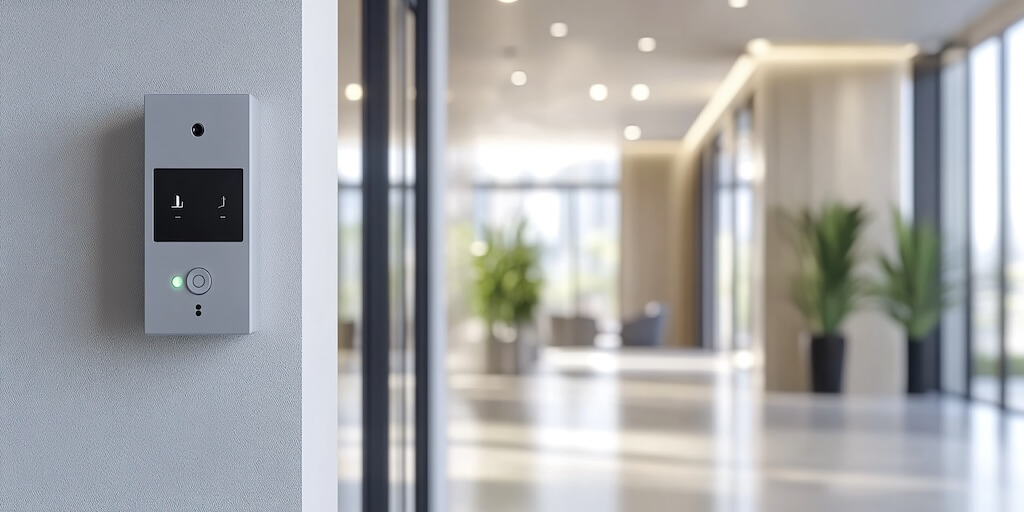 door intercom system mounted on a wall