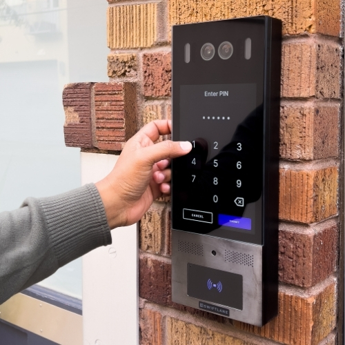 resident inputs PIN in intercom