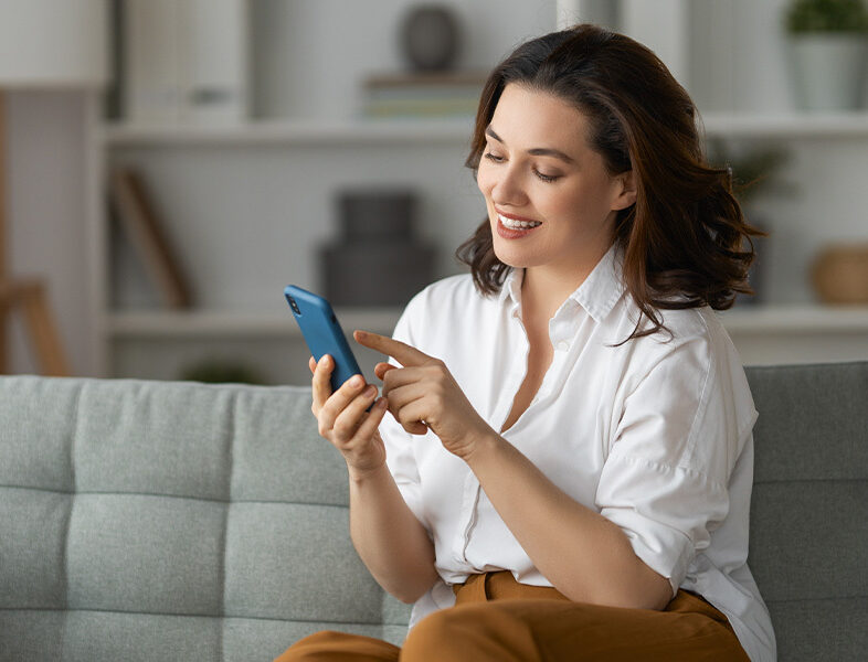 woman using mobile application