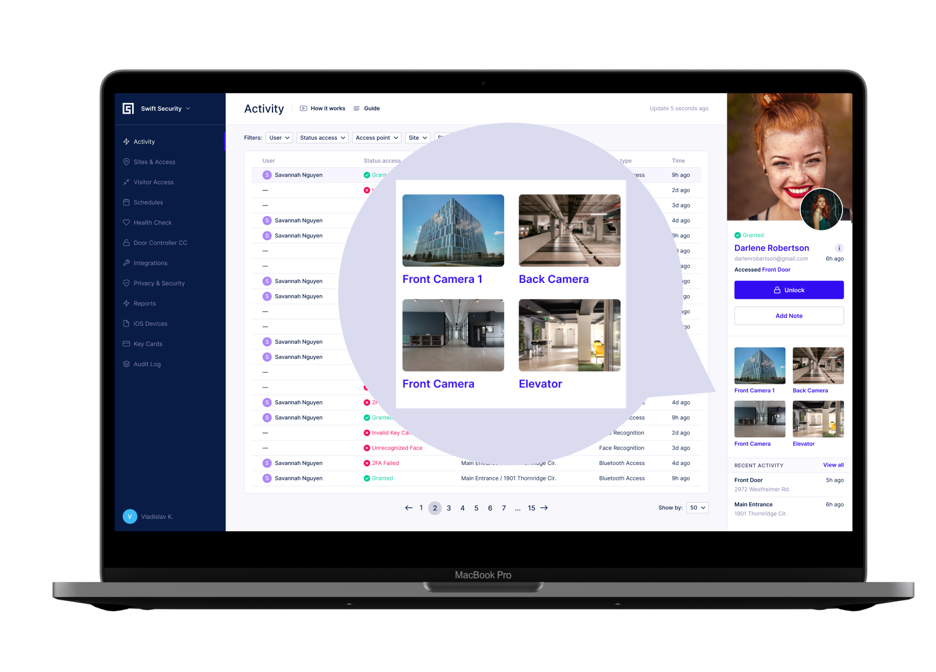 Swiftlane administration dashboard being used on a laptop