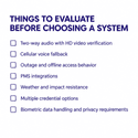 Mobile phone intercom system checklist to evaluate a system