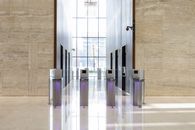 Electronic card reader at office security gate