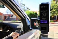 swiftlane intercom mounted on a pedestal