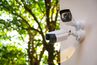 Outdoor CCTV monitoring, security cameras with sunlight flare