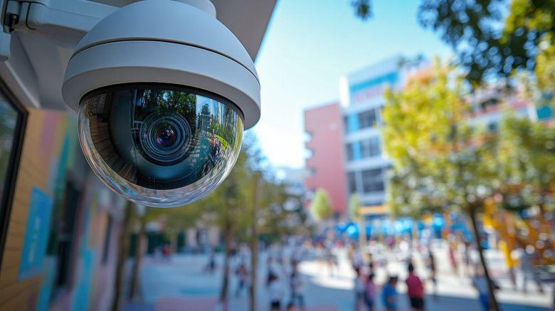 school security system including camera at entrance