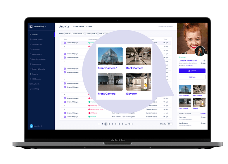 Swiftlane administration dashboard being used on a laptop