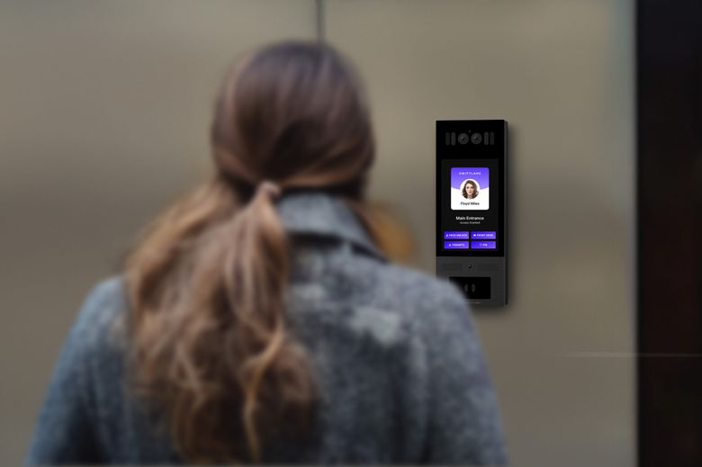 woman using Swiftlane facial recognition