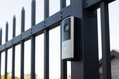 intercom system mounted on a security fence