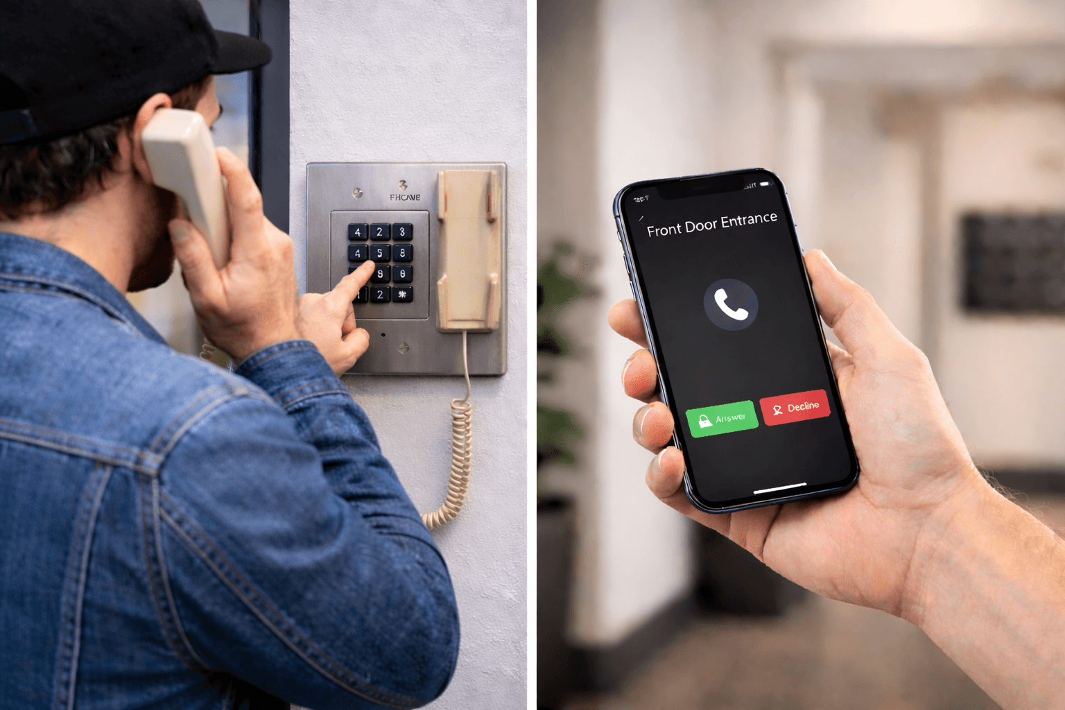 visitor calls a resident using a smart apartment buzzer