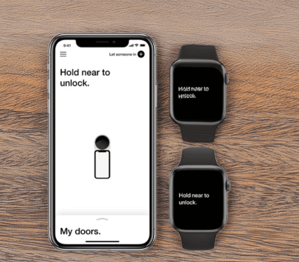 Mobile and Apple watch displaying Latch intercom application