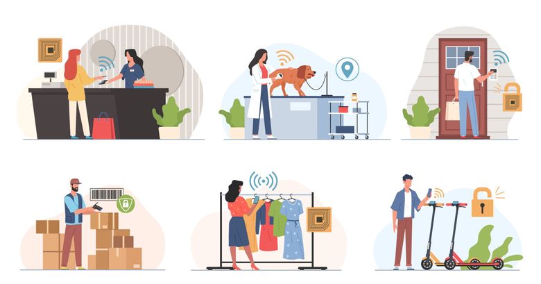 vector image showing RFID technology use cases