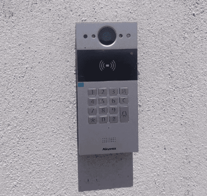 Akuvox Intercom mounted on a wall 