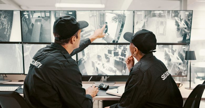school security system feed on monitor