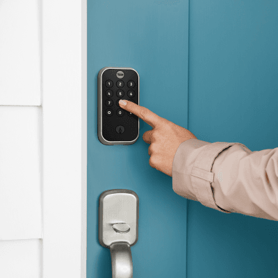 yale lock placed on a door