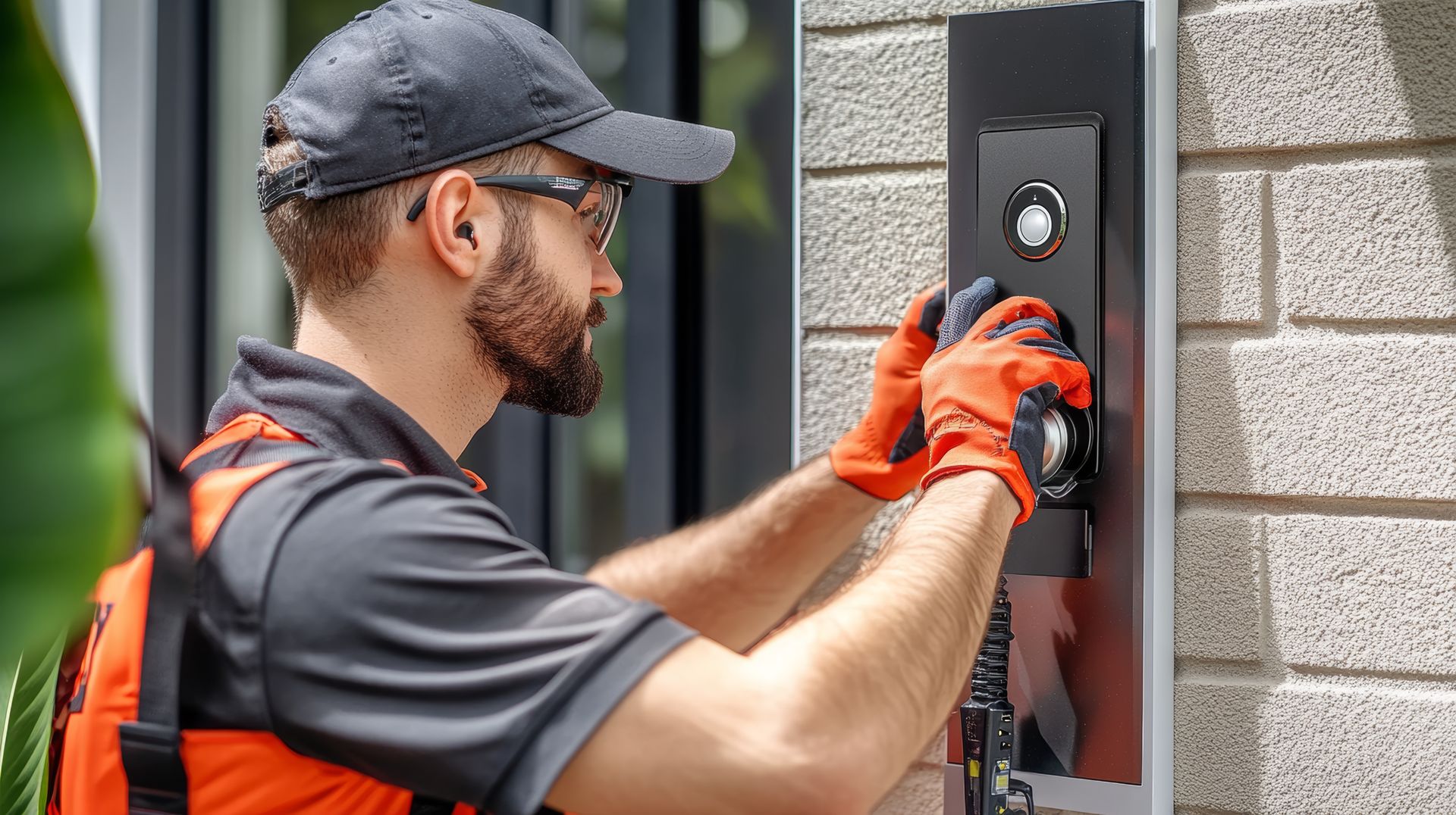male professional installing an intercom