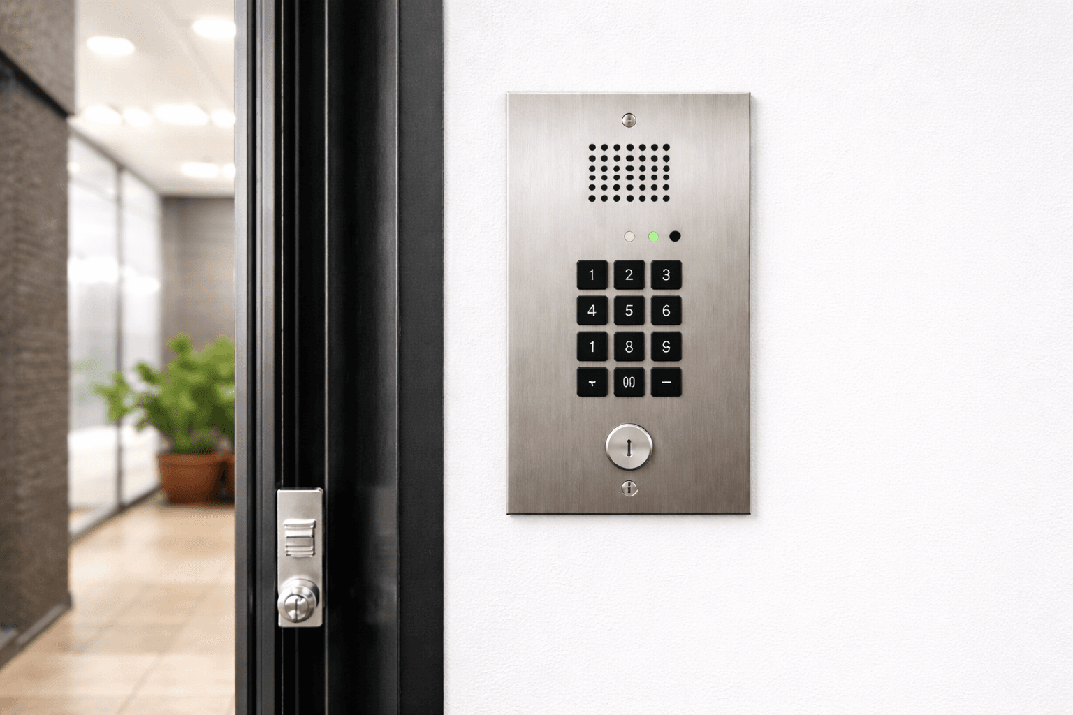 audio only intercom on apartment wall