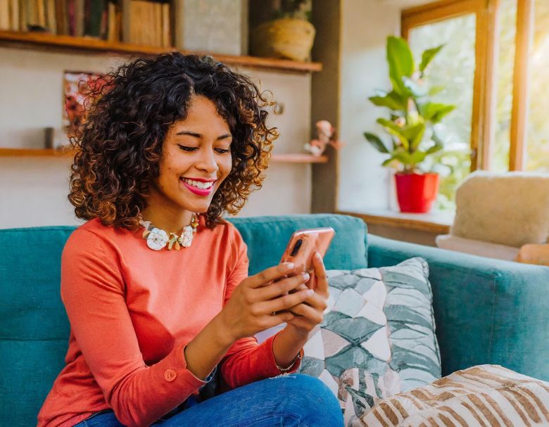 woman using phone